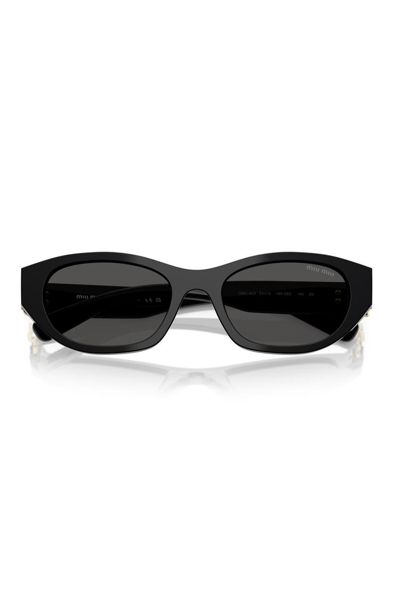 53mm Oval Sunglasses, Alternate, color, BLACK / DARK GREY