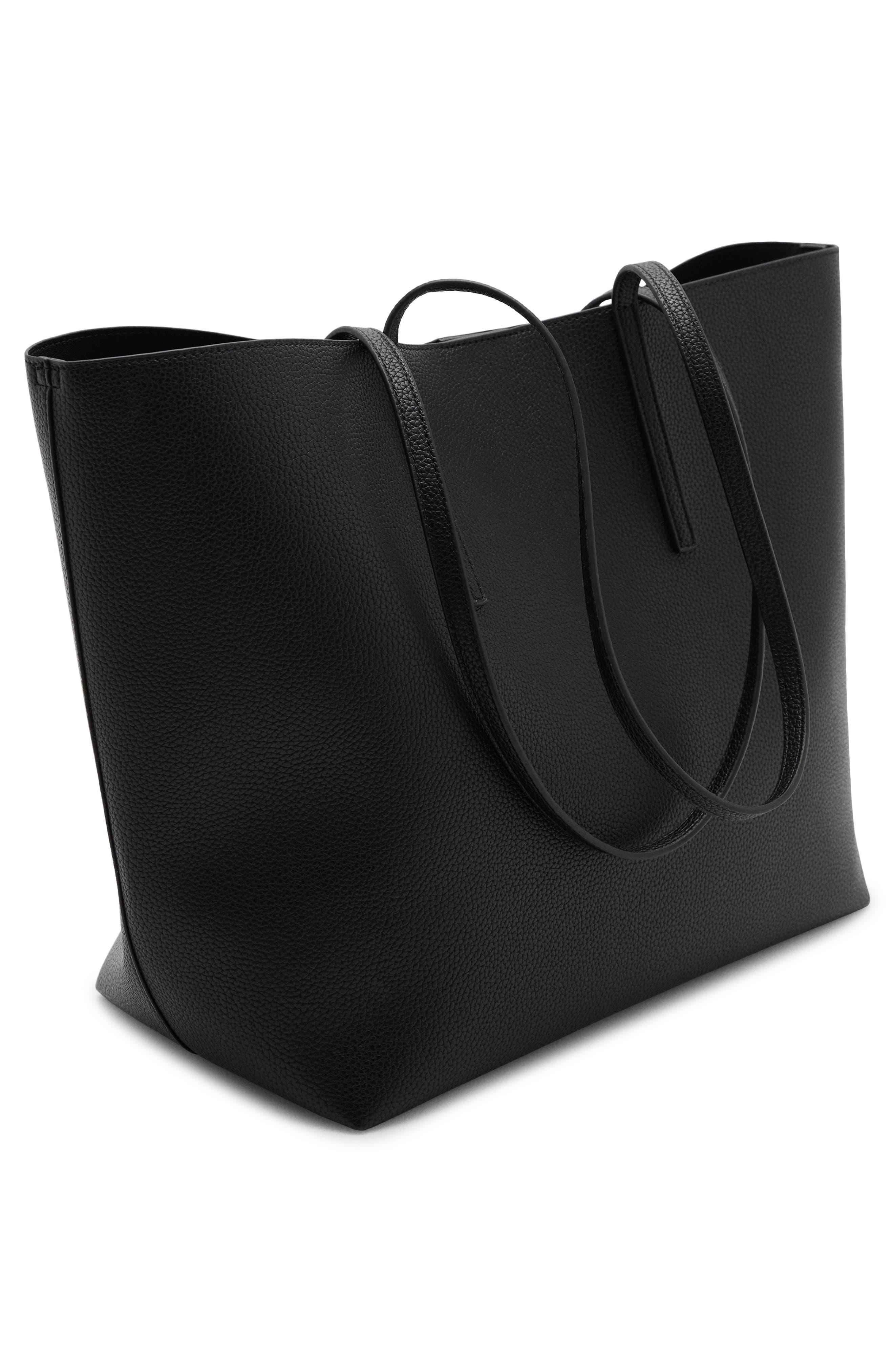 MANGO Pebble Faux Leather Shopper Bag, Alternate, color, 