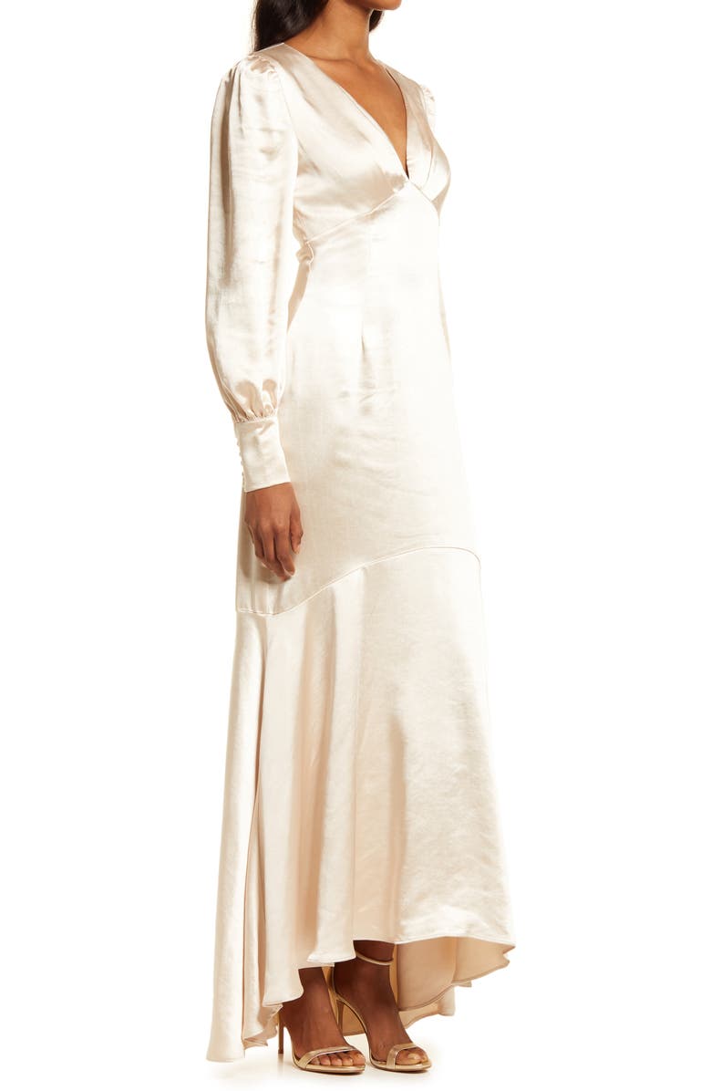 Elliatt Aleah Long Sleeve Satin Gown, Alternate, color,