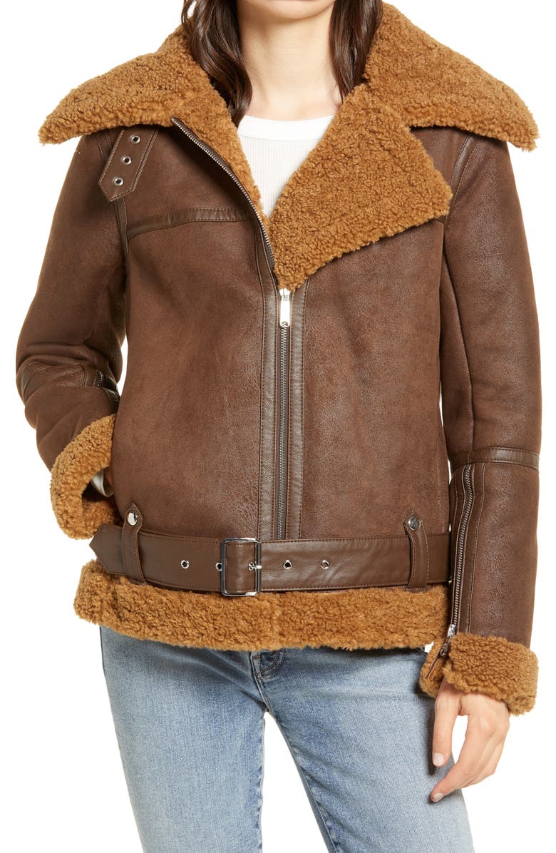Sam Edelman Faux Shearling Moto Jacket, Alternate, color,