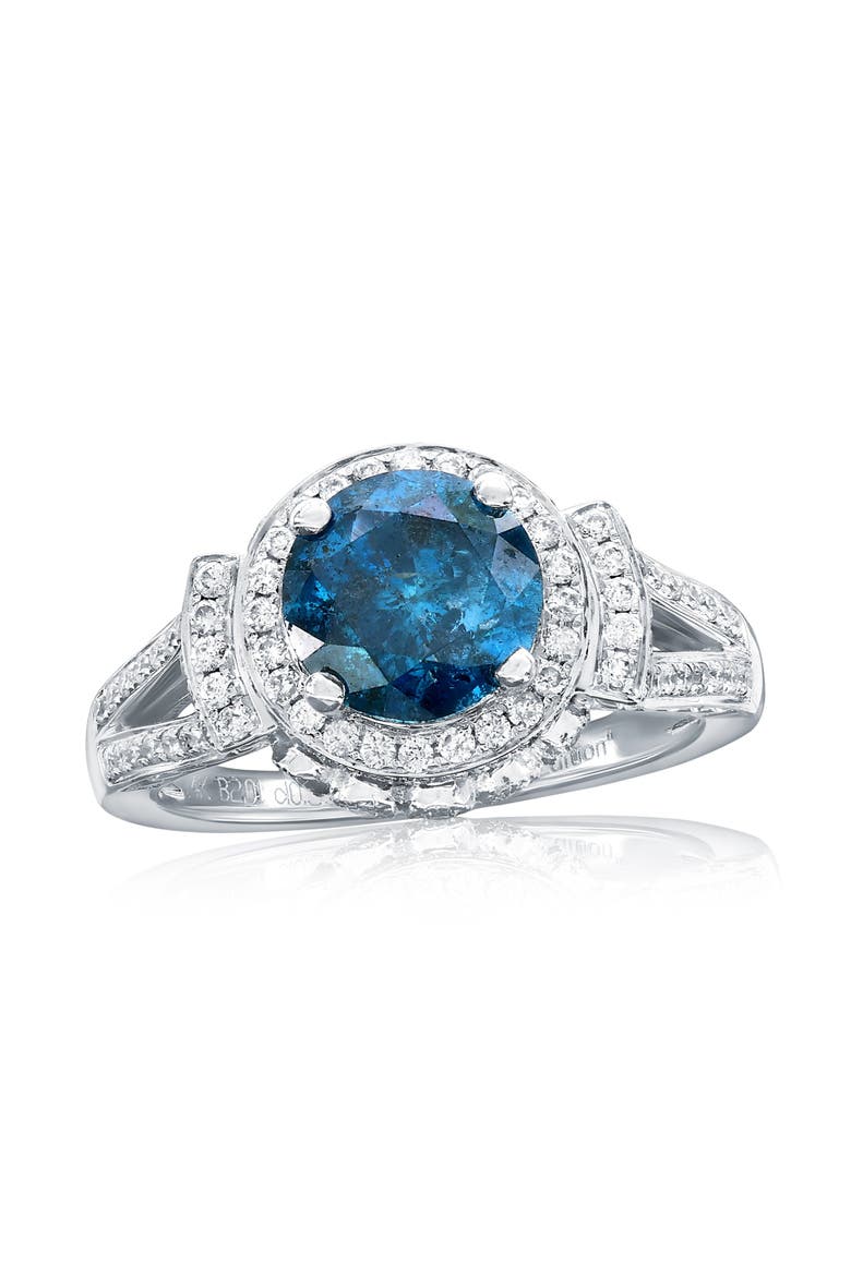 14K White Gold 2.01ct Blue Diamond & 0.55cttw Diamond Ring, Main, color, White Gold