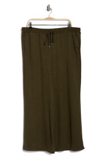 Max Studio Wide Leg Crop Pants In Green