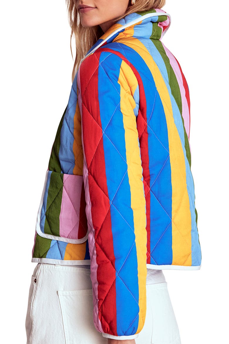 Fitzrovia Stripe Quilted Jacket, Alternate, color, RAINBOW STRIPE