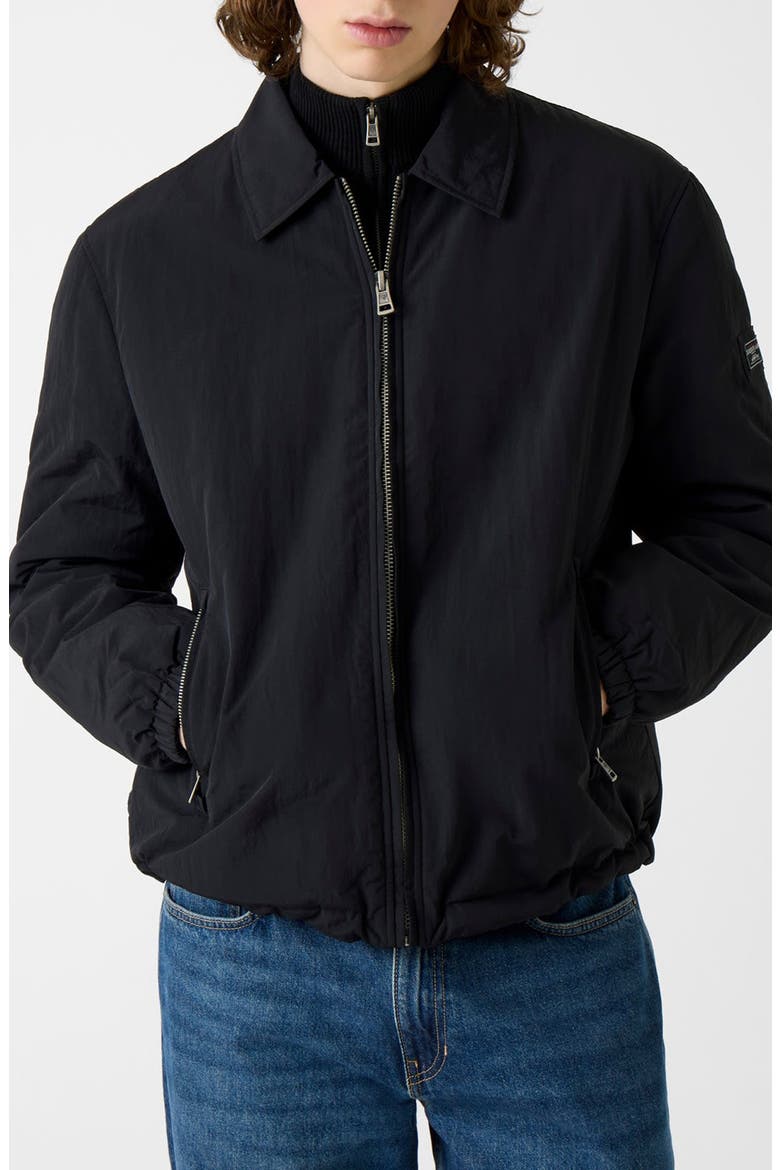 Nylon Padded Bomber Jacket, Main, color, JET BLACK-BLACK
