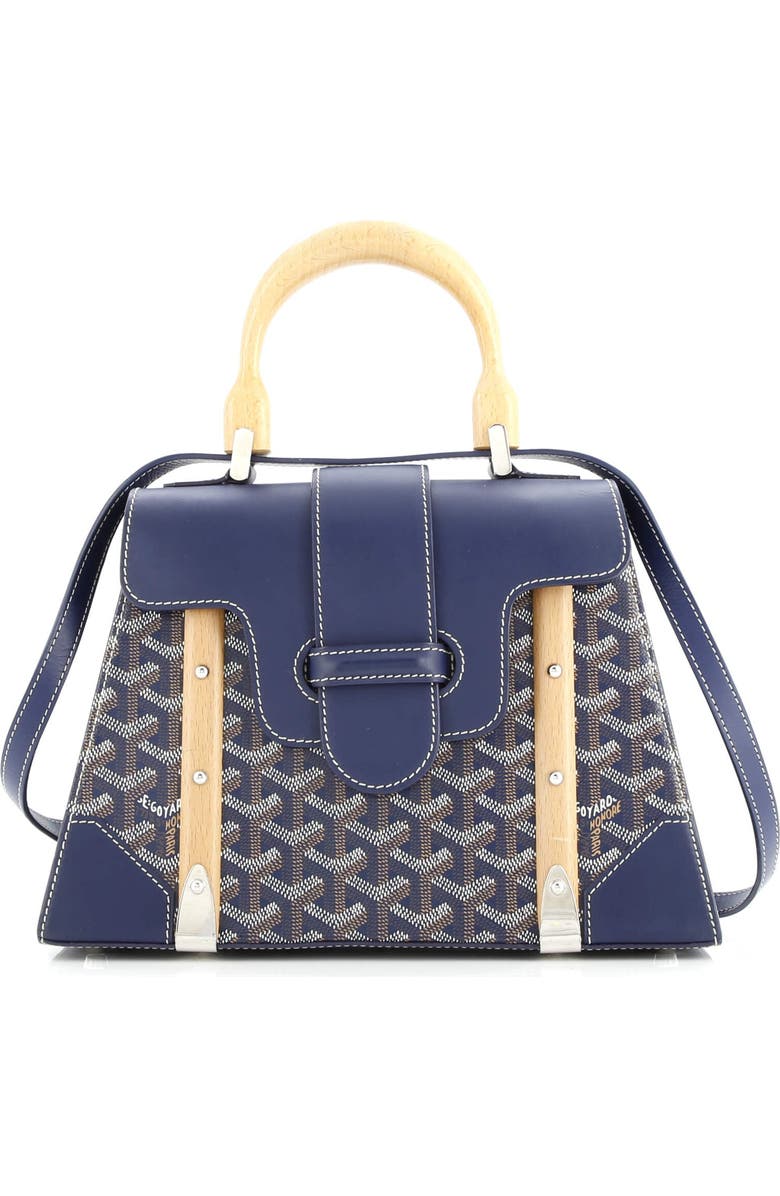 Pre-Owned Goyard Saigon Top Handle Bag Coated Canvas with Leather PM, Main, color, Blue