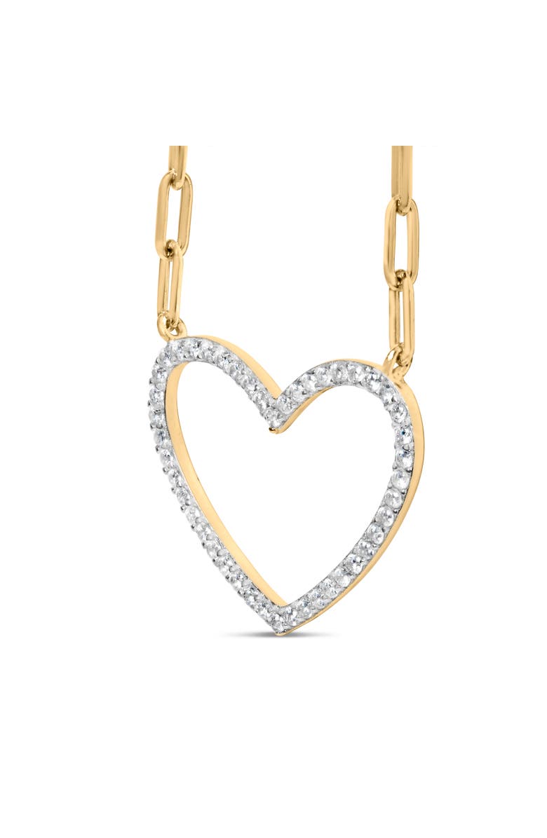 Haus of Brilliance 14K Yellow Gold Plated Silver 1/4 Cttw Diamond Heart with Paperclip Chain Necklace, Alternate, color, Yellow