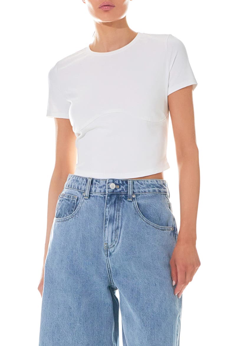 Crop Bustier T-Shirt, Main, color, WHITE