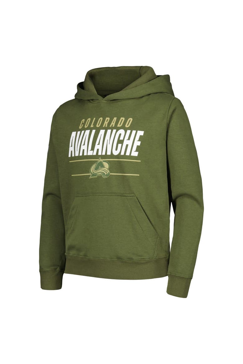 Youth Levelwear Olive Colorado Avalanche Podium Fleece Pullover Hoodie, Alternate, color, Olive