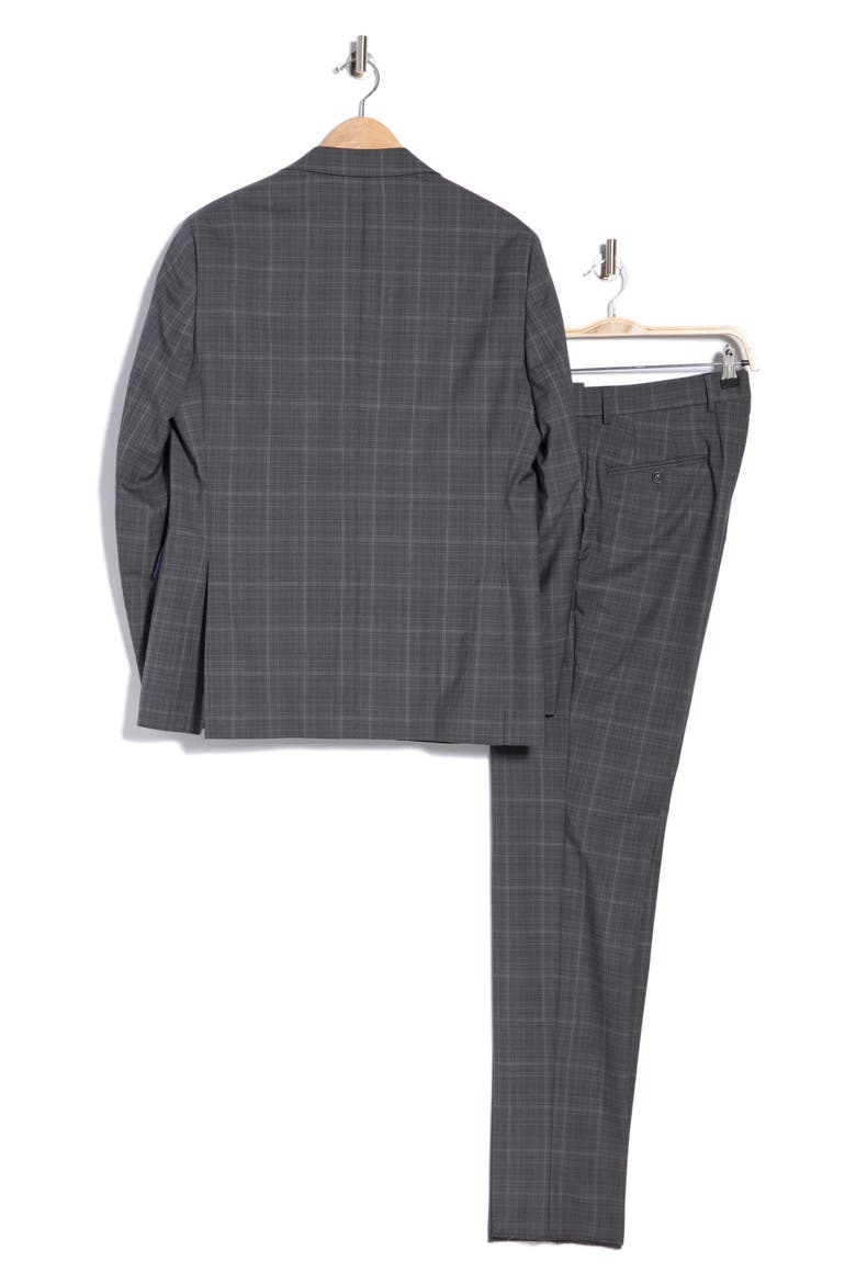 Expo Plaid Wool Suit, Alternate, color, MID GREY