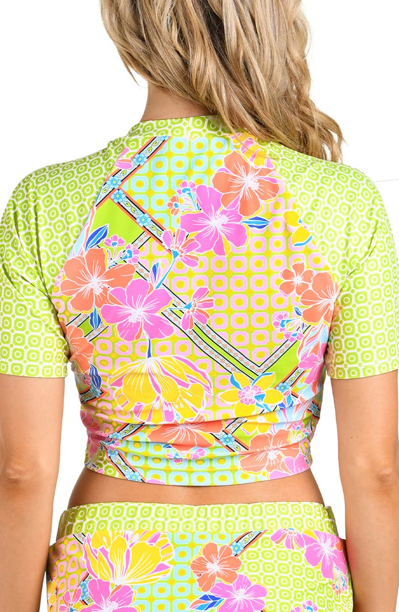 Citrus Across Short Sleeve Crop Rashguard, Alternate, color, Green Multi