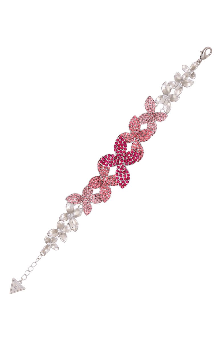 GUESS Crystal Flower Chain Bracelet, Alternate, color, Silver Tone