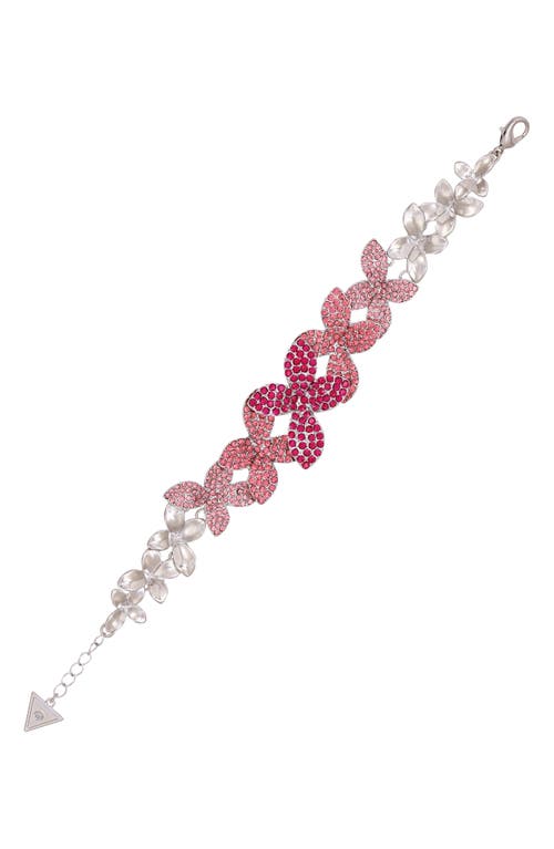 Guess Crystal Flower Chain Bracelet In Metallic