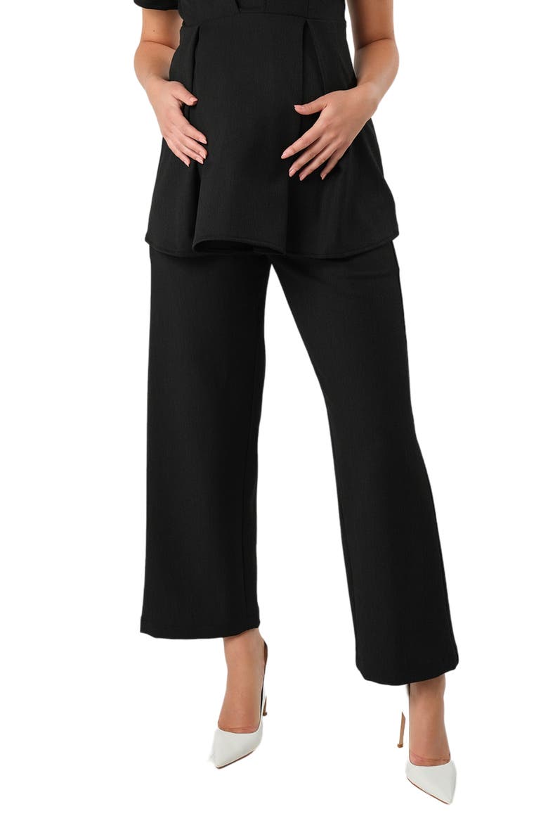 Wide Leg Maternity Work Pants, Main, color, BLACK