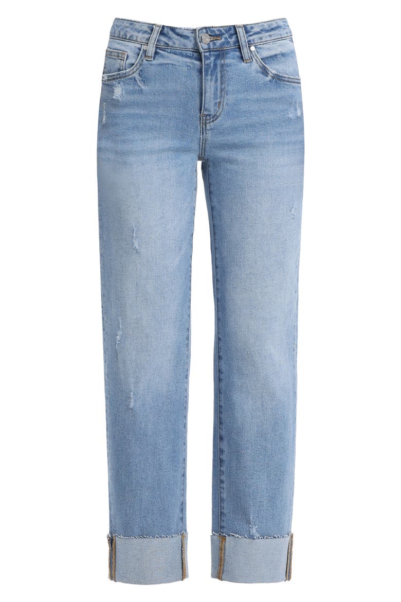 Cuffed Raw Hem Straight Leg Jeans, Alternate, color, FROSTLINE