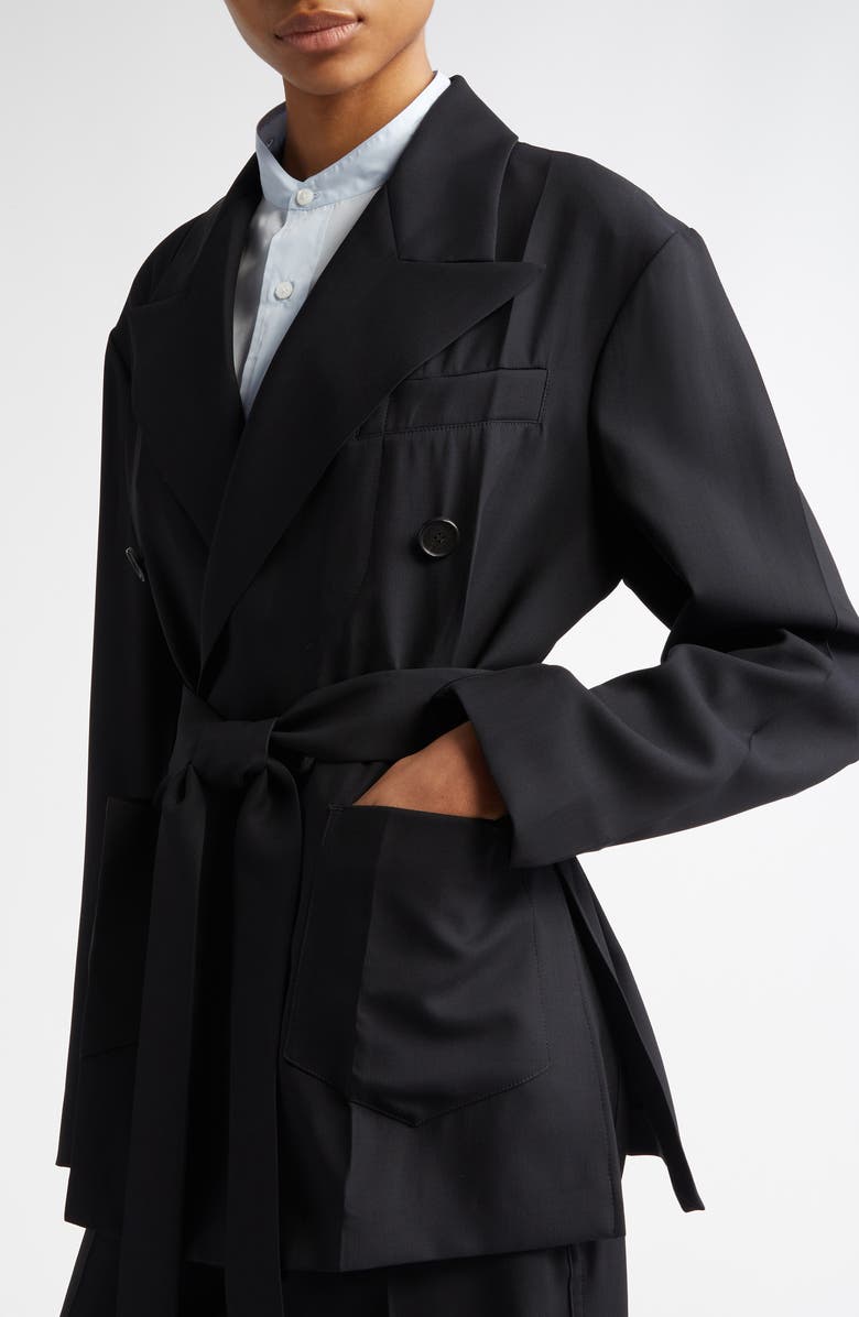 SETCHU Origami Belted Virgin Wool Blend Jacket, Alternate, color, Black