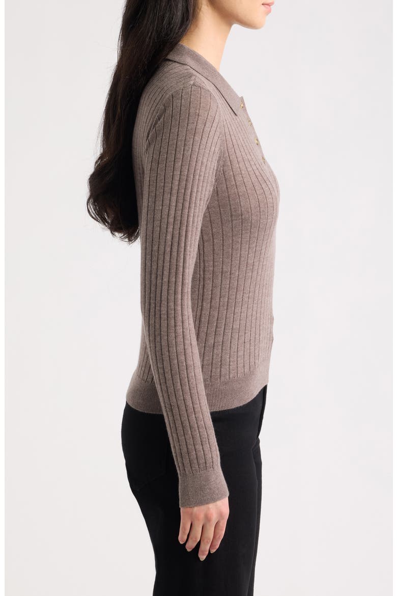 Evie Ribbed Polo Sweater, Alternate, color, PEWTER