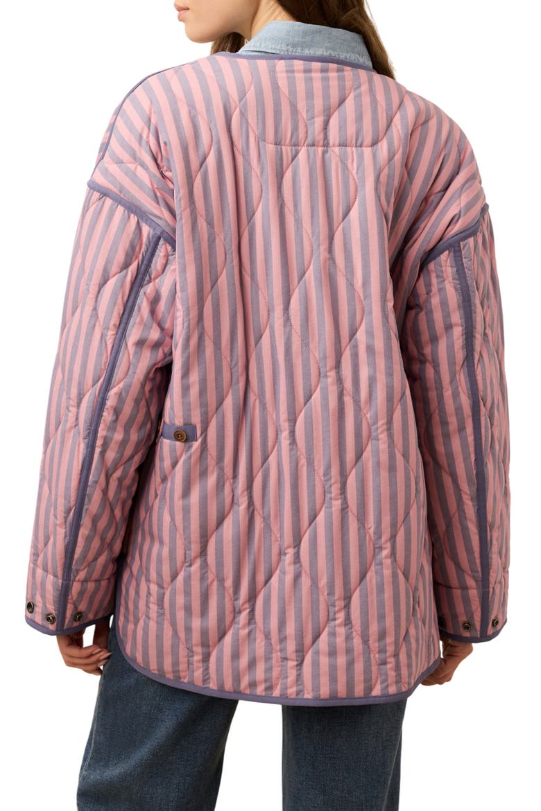 Horizon Series Stripe Quilted Jacket, Alternate, color, BERRY LUCY STRIPE