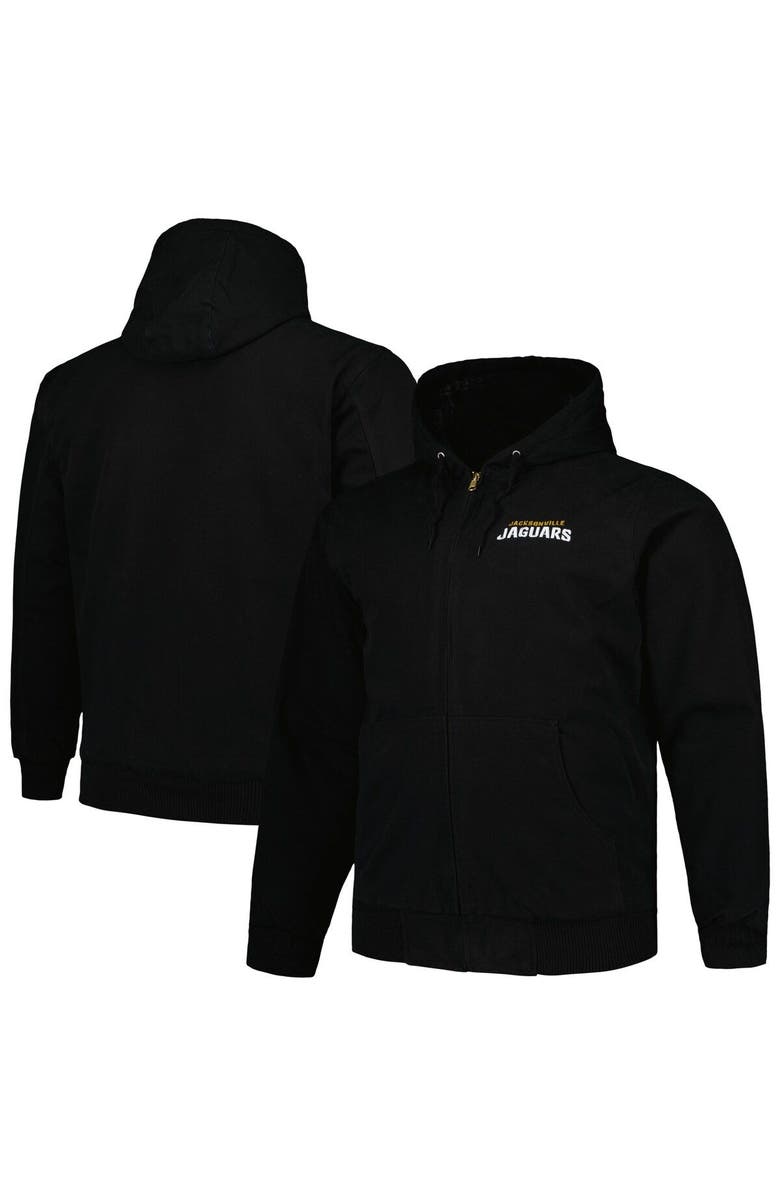 DUNBROOKE Men's Dunbrooke Black Jacksonville Jaguars Big & Tall Dakota Canvas Hoodie Full-Zip Jacket, Main, color, Black