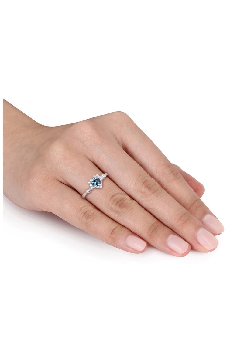Sterling Silver Cubic Zirconia Heart Shape Ring, Alternate, color, BLUE