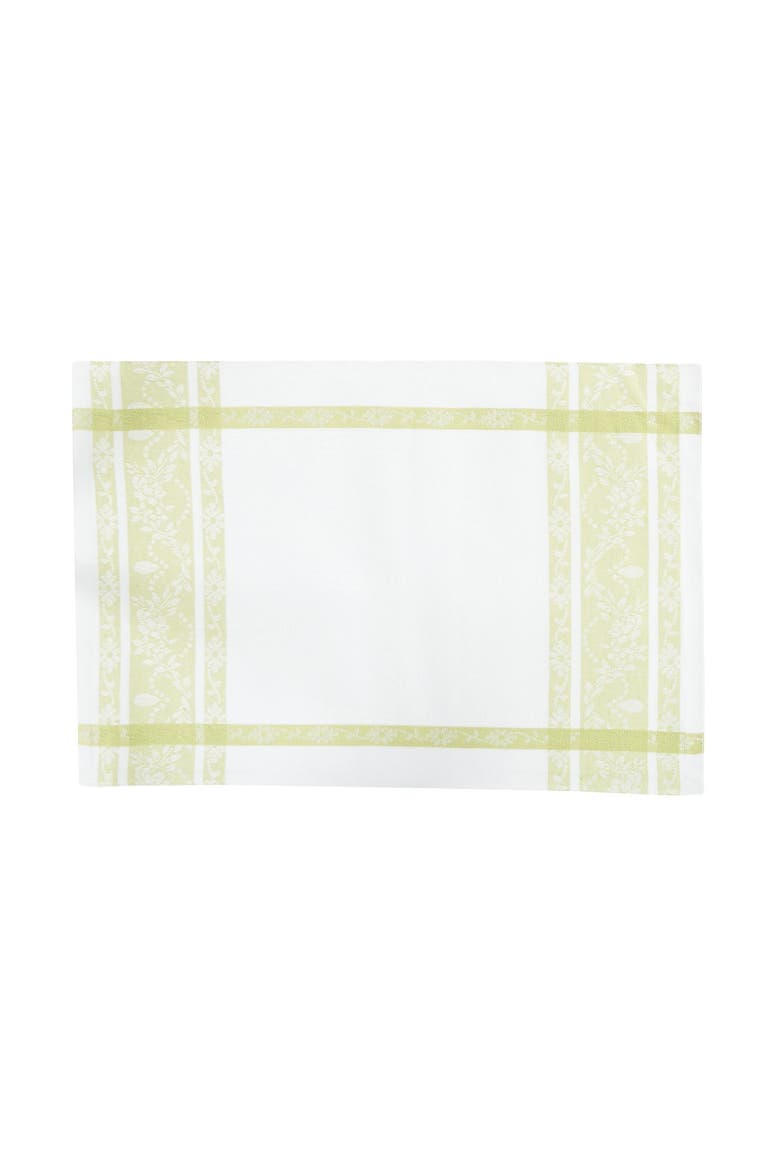 Rose Trellis Jacquard Peridot Cotton Woven Placemats Set of 6, 13" x 19", Main, color, Green