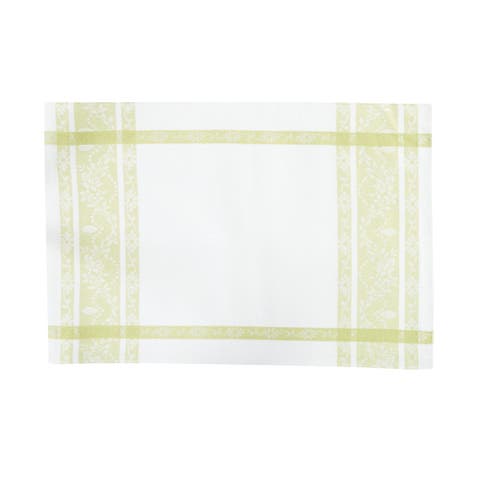 Rose Trellis Jacquard Peridot Cotton Woven Placemats Set of 6, 13" x 19"