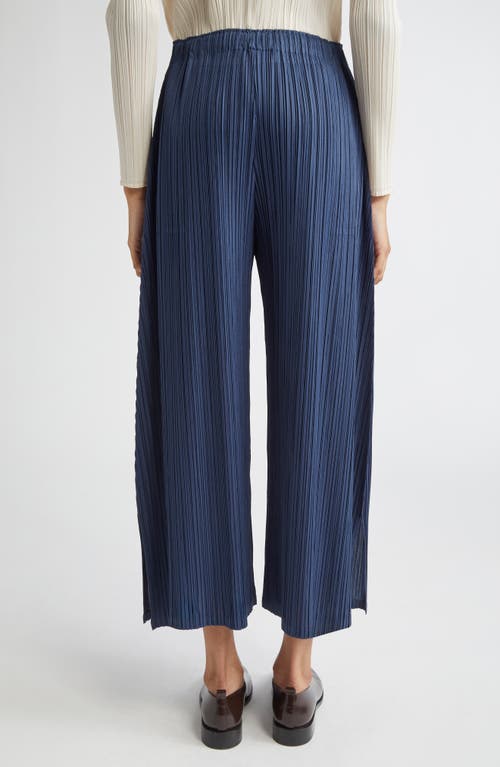 Issey Miyake Pleats Please Mellow Pleated Crop Pants In Blue
