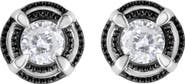 Haus of Brilliance Black Rhodium Plated Silver 1.0 Ct Diamond Halo Solitaire Milgrain Stud Earrings
