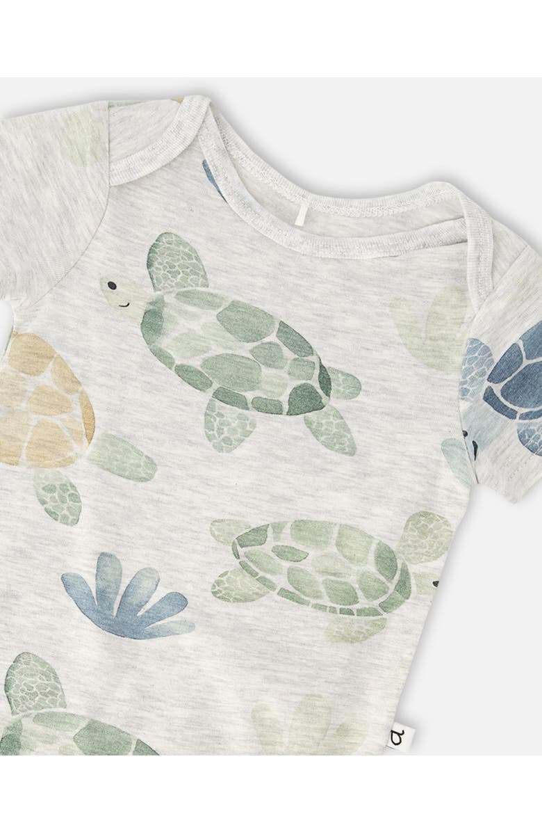 Deux par Deux Evolutive Organic Cotton Jersey Turtle Print Bodysuit, Alternate, color, Grey Mix Turtle Print