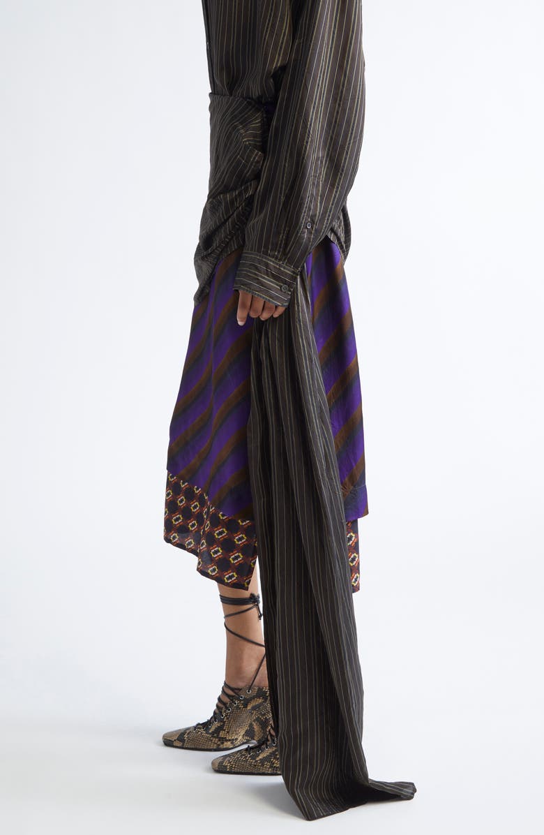 Dries Van Noten Senice Mixed Print Midi Skirt, Alternate, color, Purple