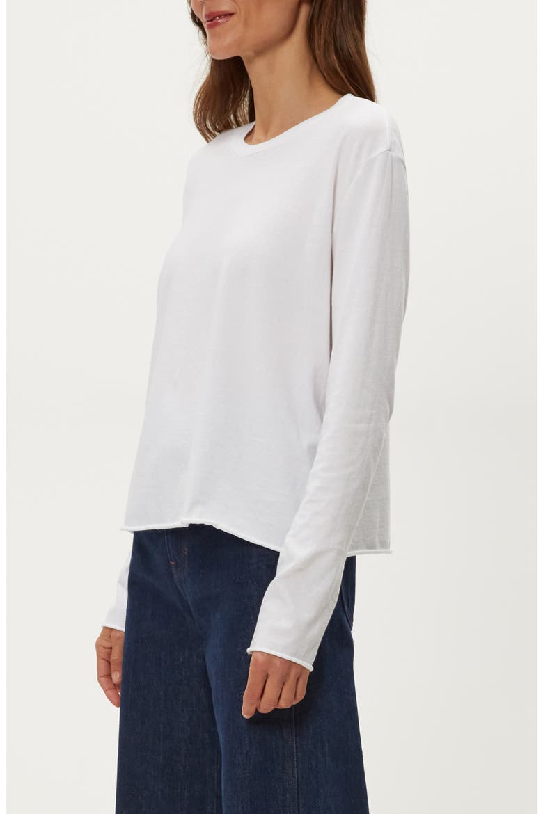 Aiko Rolled Edge Long Sleeve Cotton T-Shirt, Alternate, color, WHITE