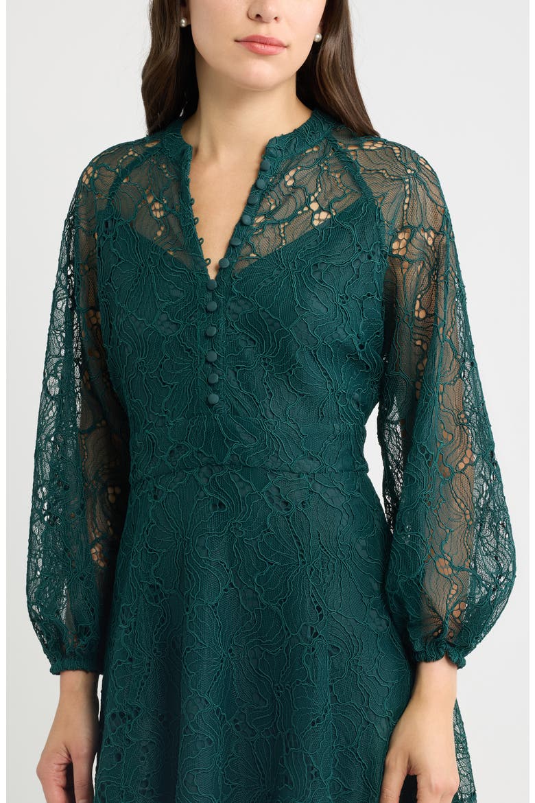 Long Sleeve Lace Minidress, Alternate, color, GREEN PONDEROSA