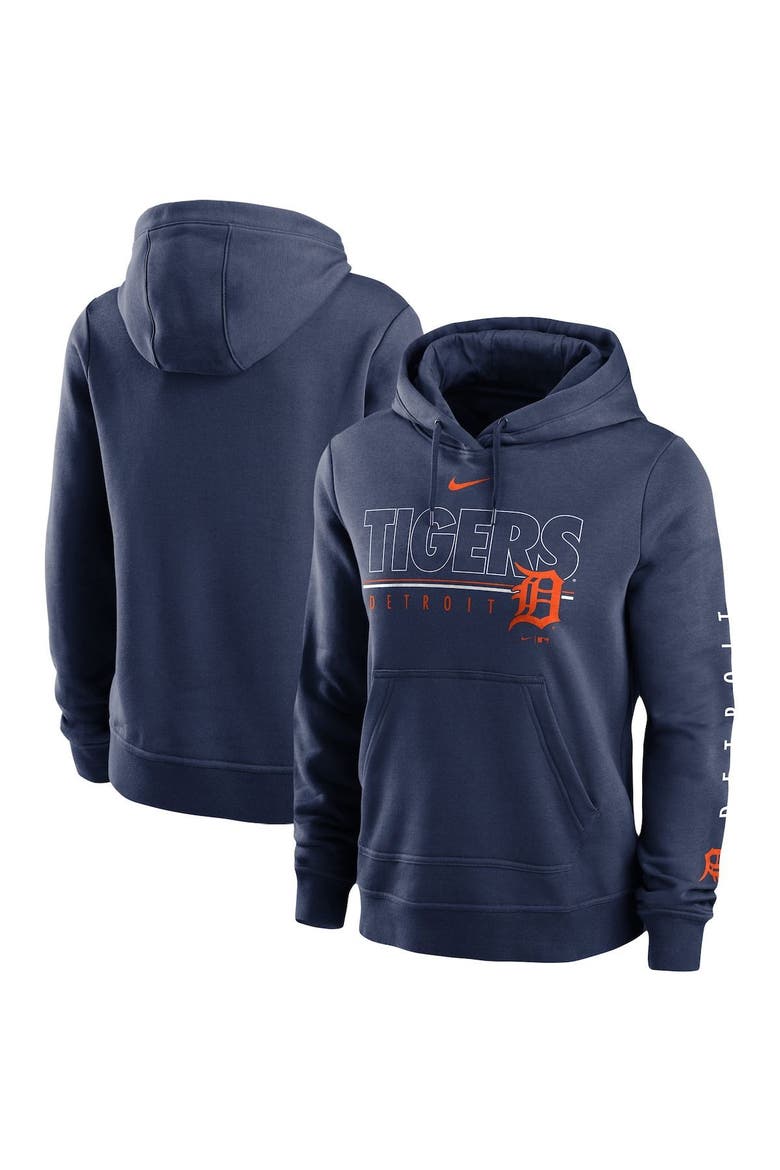 Women's Nike Navy Detroit Tigers Team Outline Club Pullover Hoodie, Alternate, color, Navy