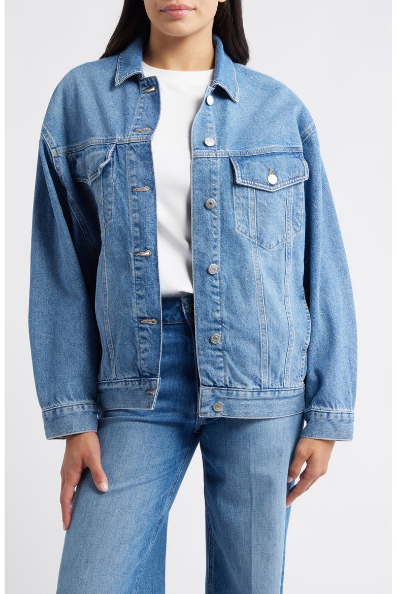 Luna Denim Trucker Jacket, Main, color, MID BLUE 90S