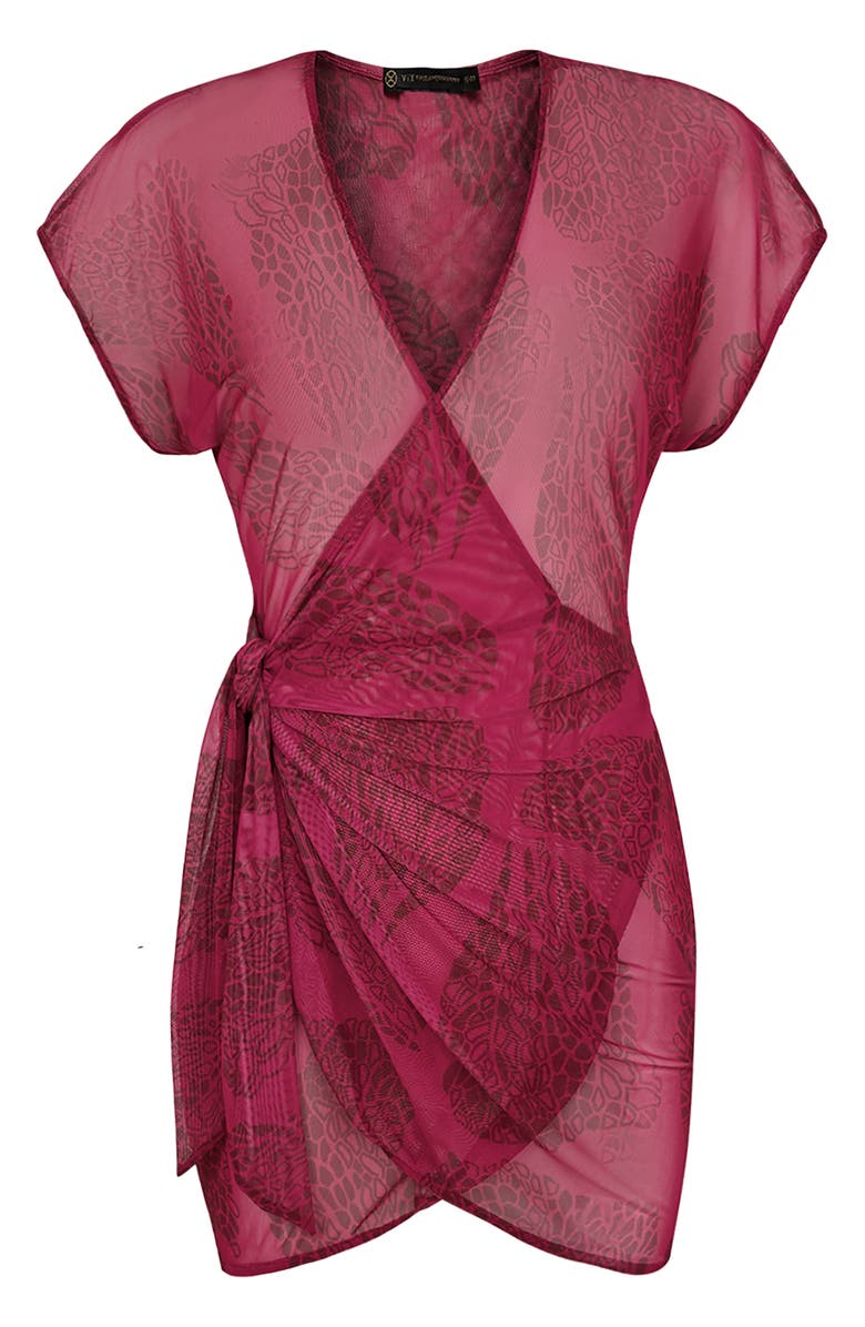 ViX Paula Hermanny Roseate Emily Cover-Up Minidress, Alternate, color, Burgundy Multi