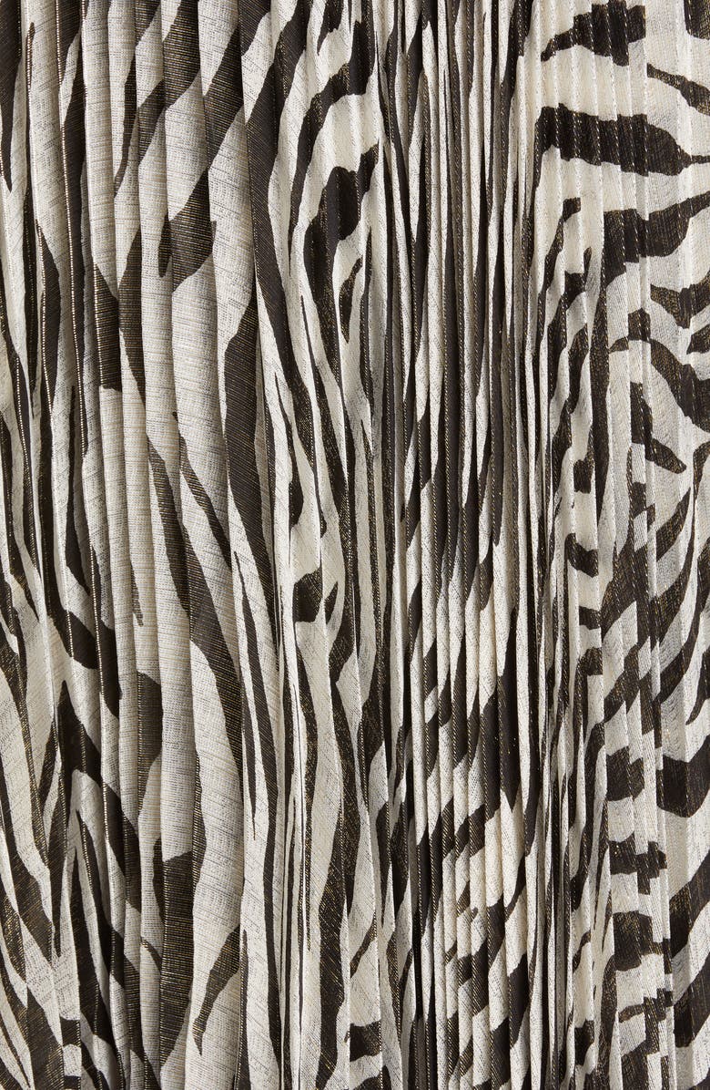 Alice + Olivia Katz Animal Print Pleated Silk Blend Maxi Skirt, Alternate, color, 