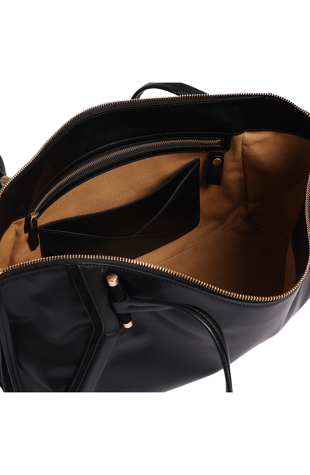 Highline Top Zip Leather Tote, Alternate, color, BLACK
