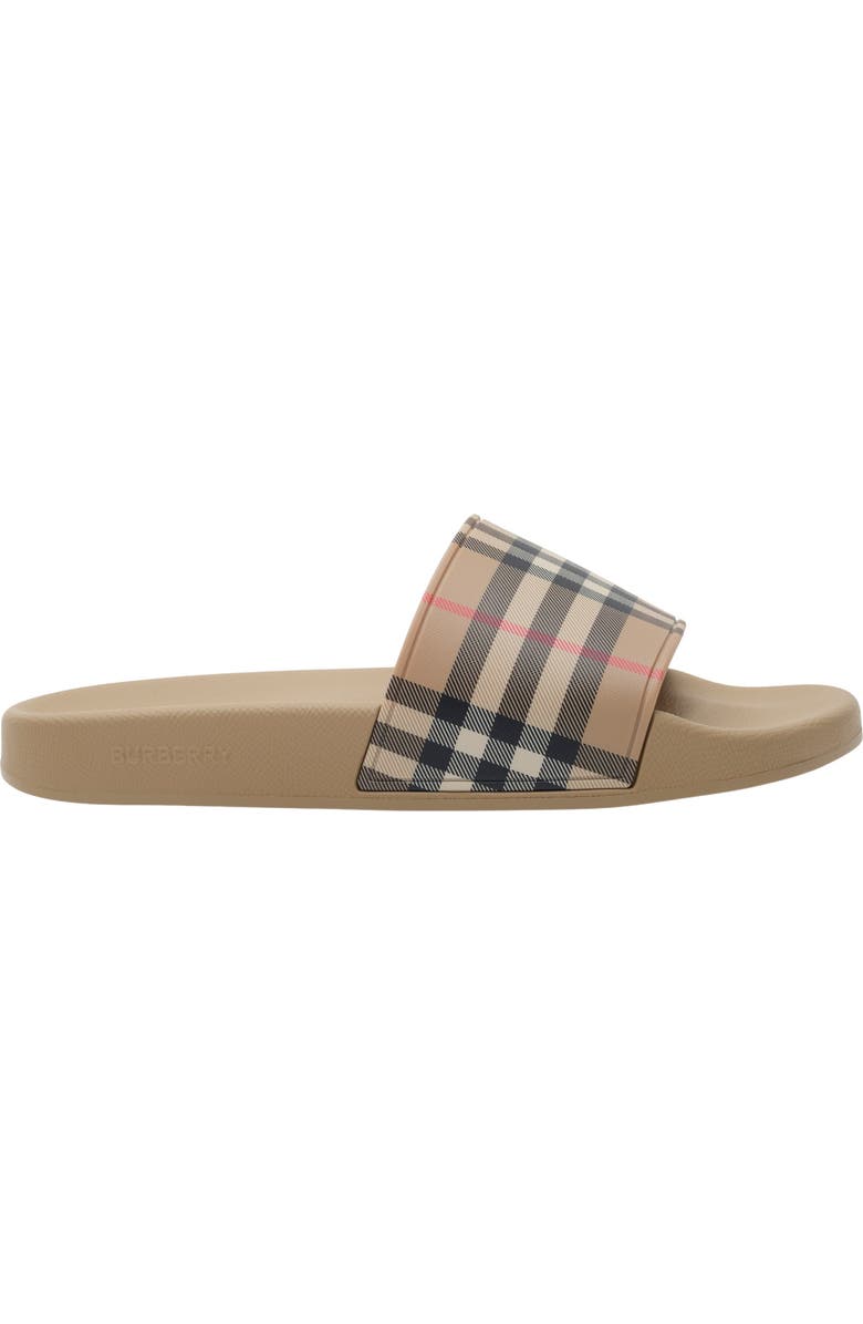 Burberry Check Slides, Main, color, Archive Beige