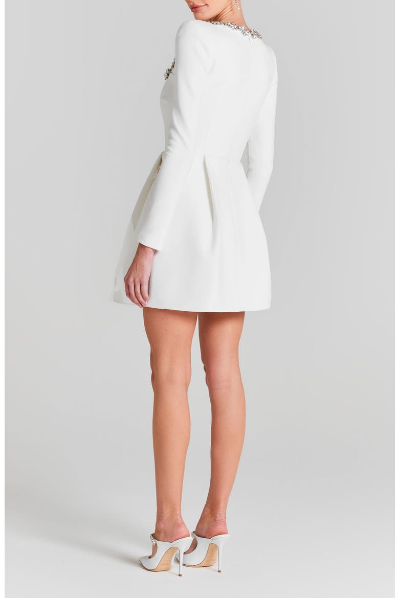 Kimberly Rhinestone Long Sleeve Minidress, Alternate, color, WHITE