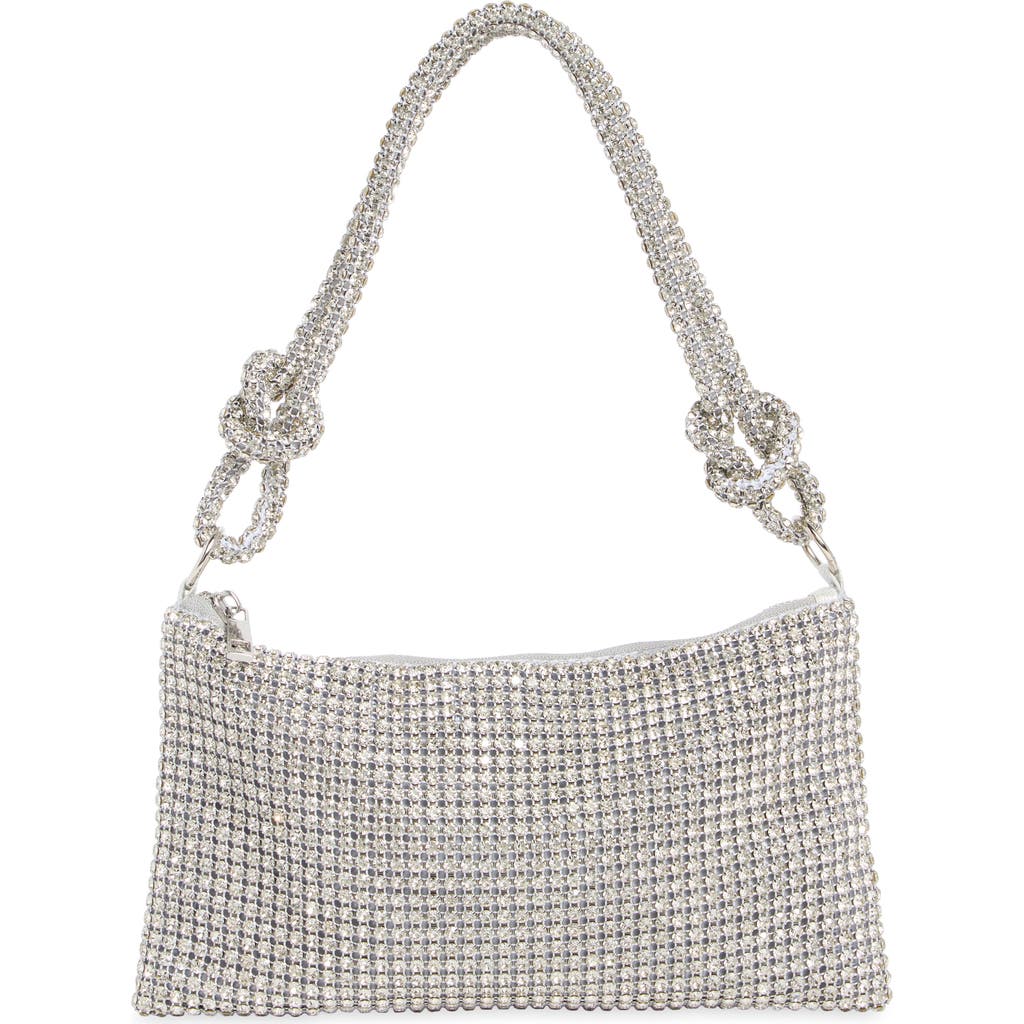 Jessica Mcclintock Dolly Oversize Rhinestone Mesh Shoulder Bag In Silver