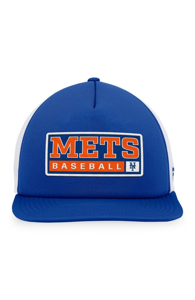 MAJESTIC Men's Majestic Royal/White New York Mets Foam Trucker Snapback Hat, Alternate, color, 