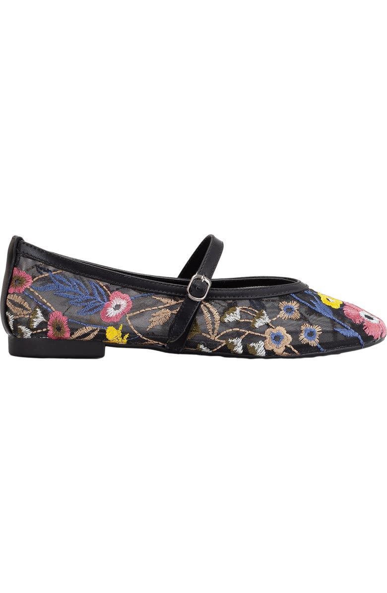 Prologue Shoes Fauna Mesh Mary Jane Flats, Alternate, color, Black Faux Leather