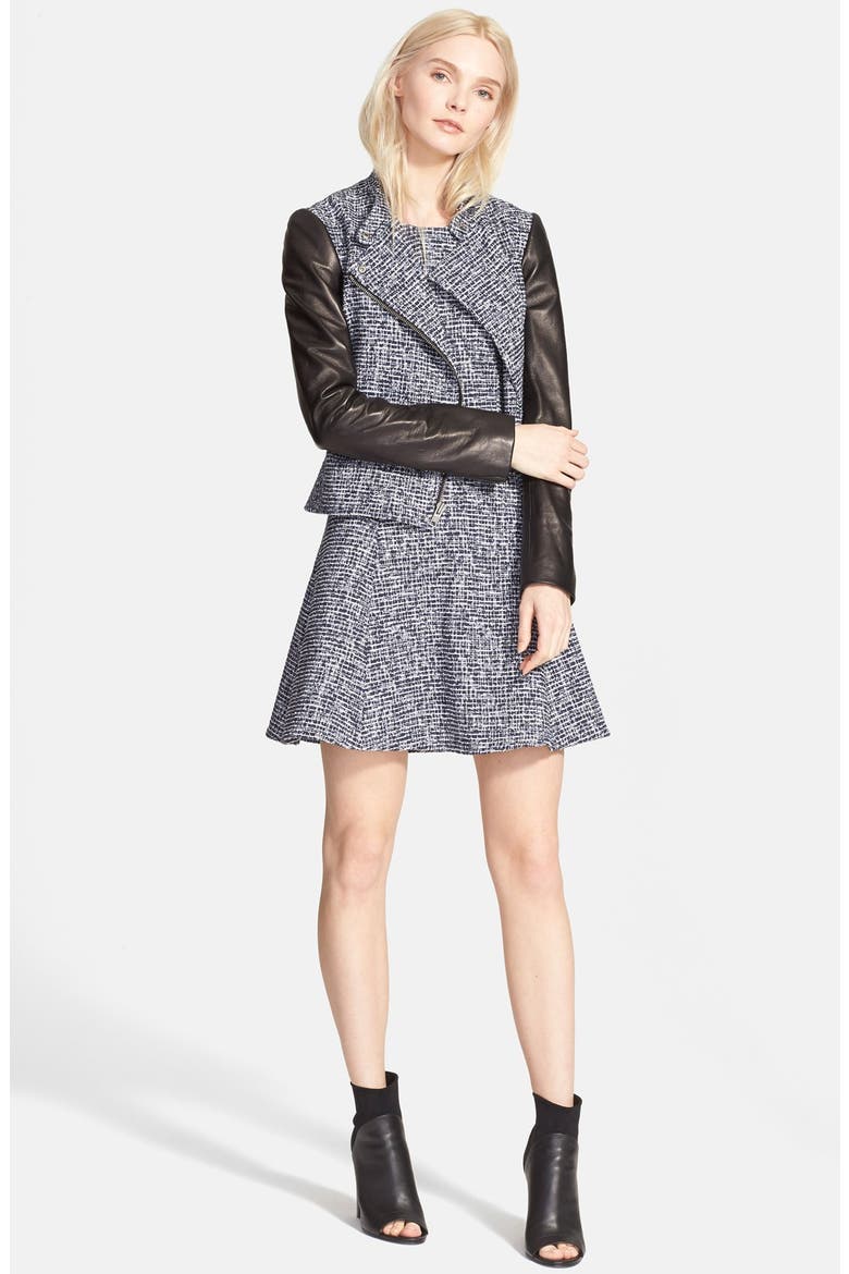 'Tillora' Bouclé Fit & Flare Dress, Alternate, color, NAVY MULTI