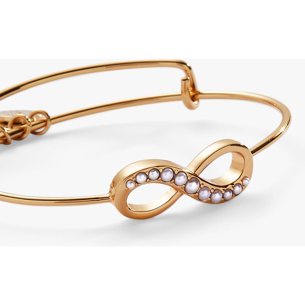 Alex And Ani Pearl Basics Infinity Inline Bangle Bracelet In Pearl