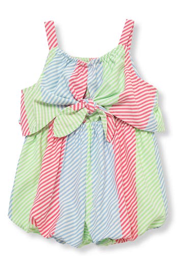 Habitual Kids Stripe Bow Accent Bubble Romper In Multi
