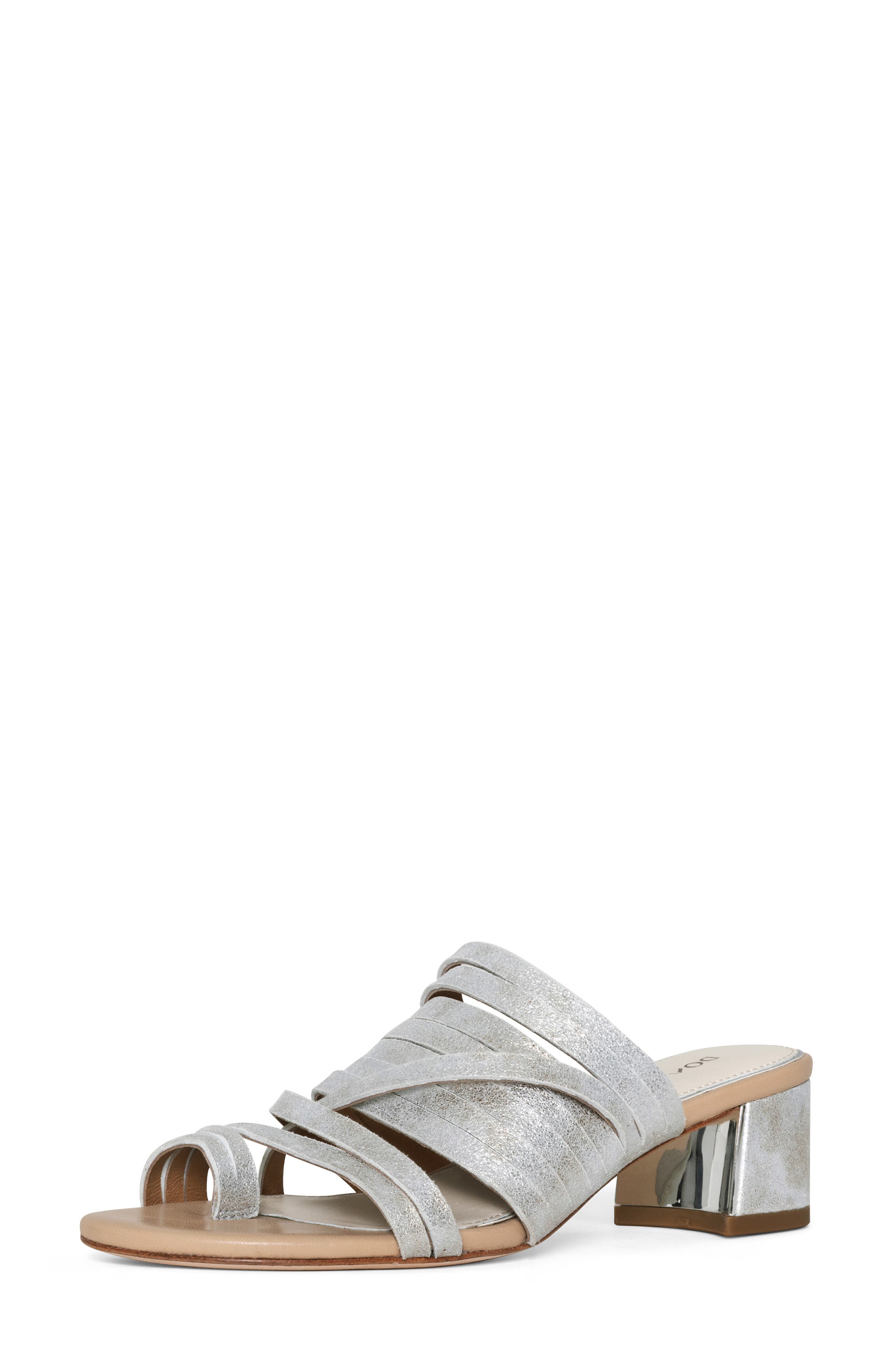 Donald Pliner Strappy Block Heel Sandal, Alternate, color, Silver