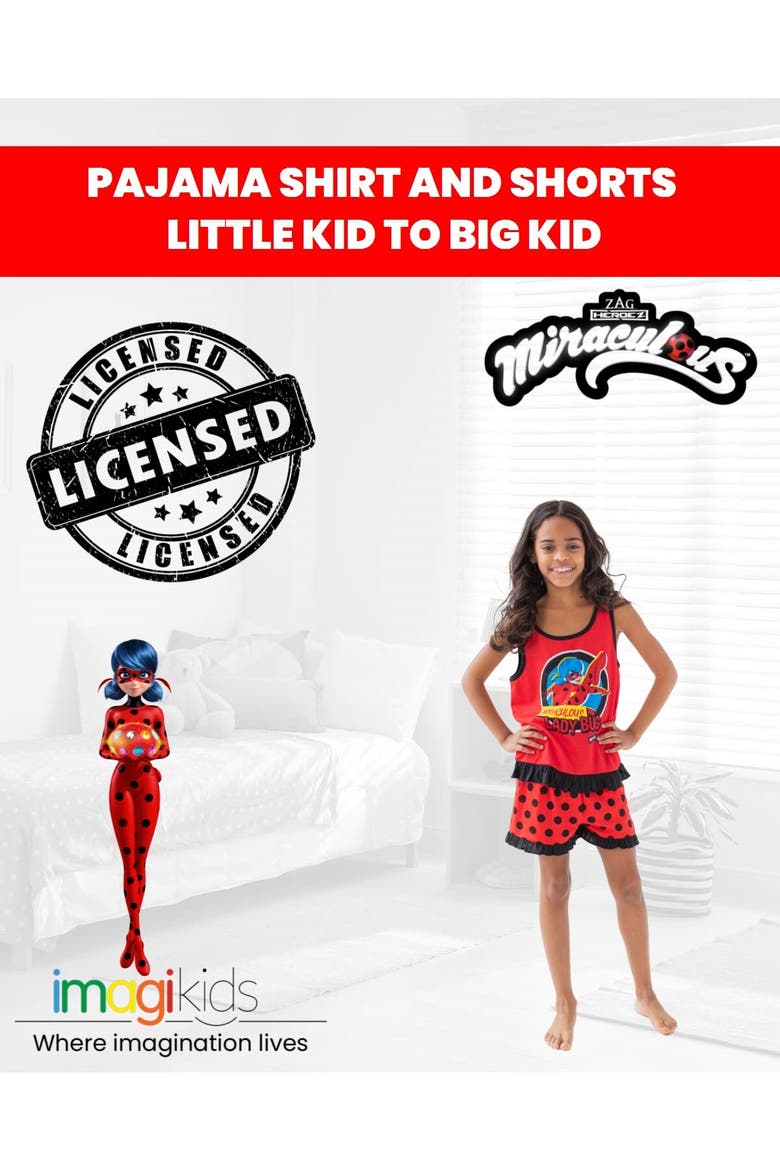 Ladybug Sleeveless Pajama Shirt and Shorts Set, Alternate, color, Ladybug Red