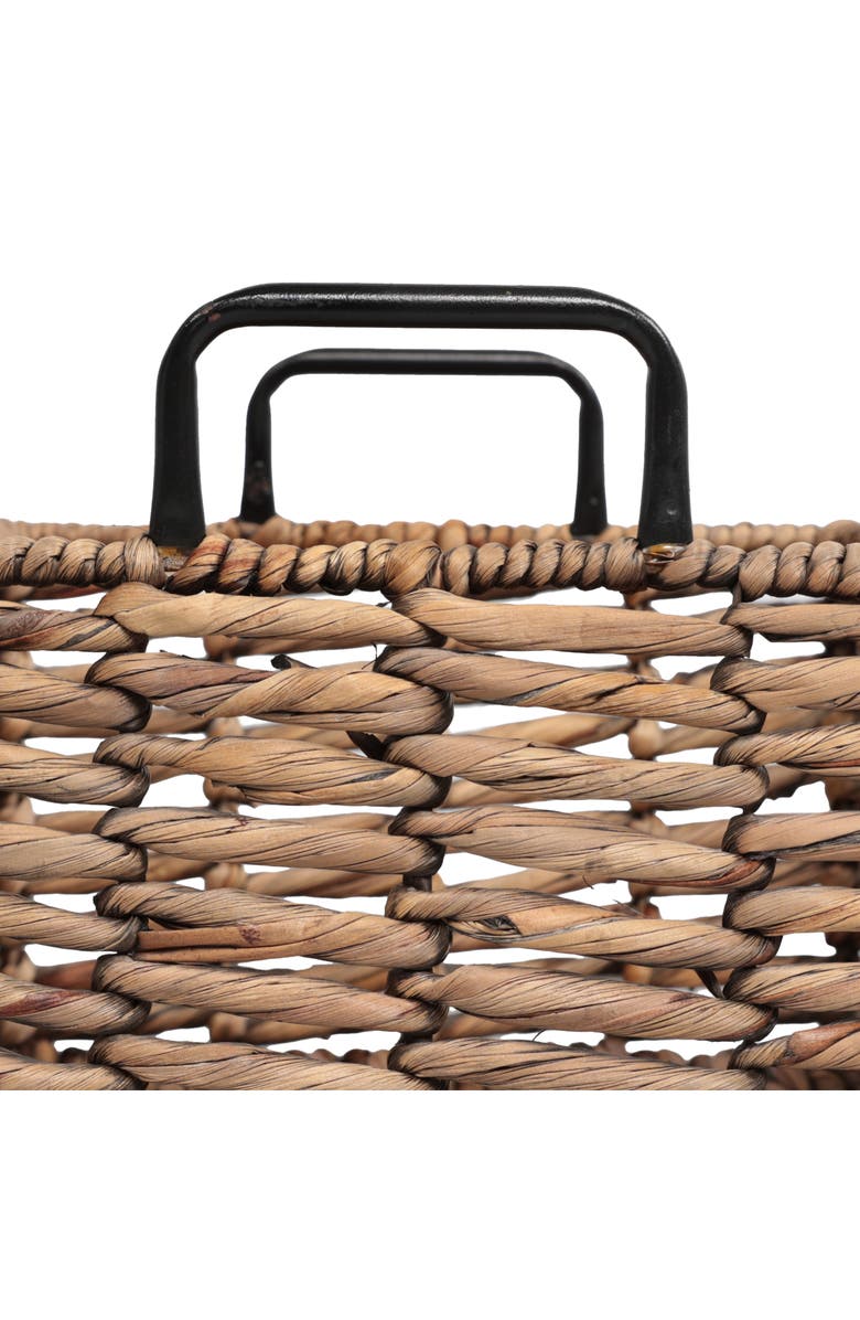 HAPPIMESS Handwoven Water Hyacinth Nesting Storage Baskets with Metal Handles, Alternate, color, Brown
