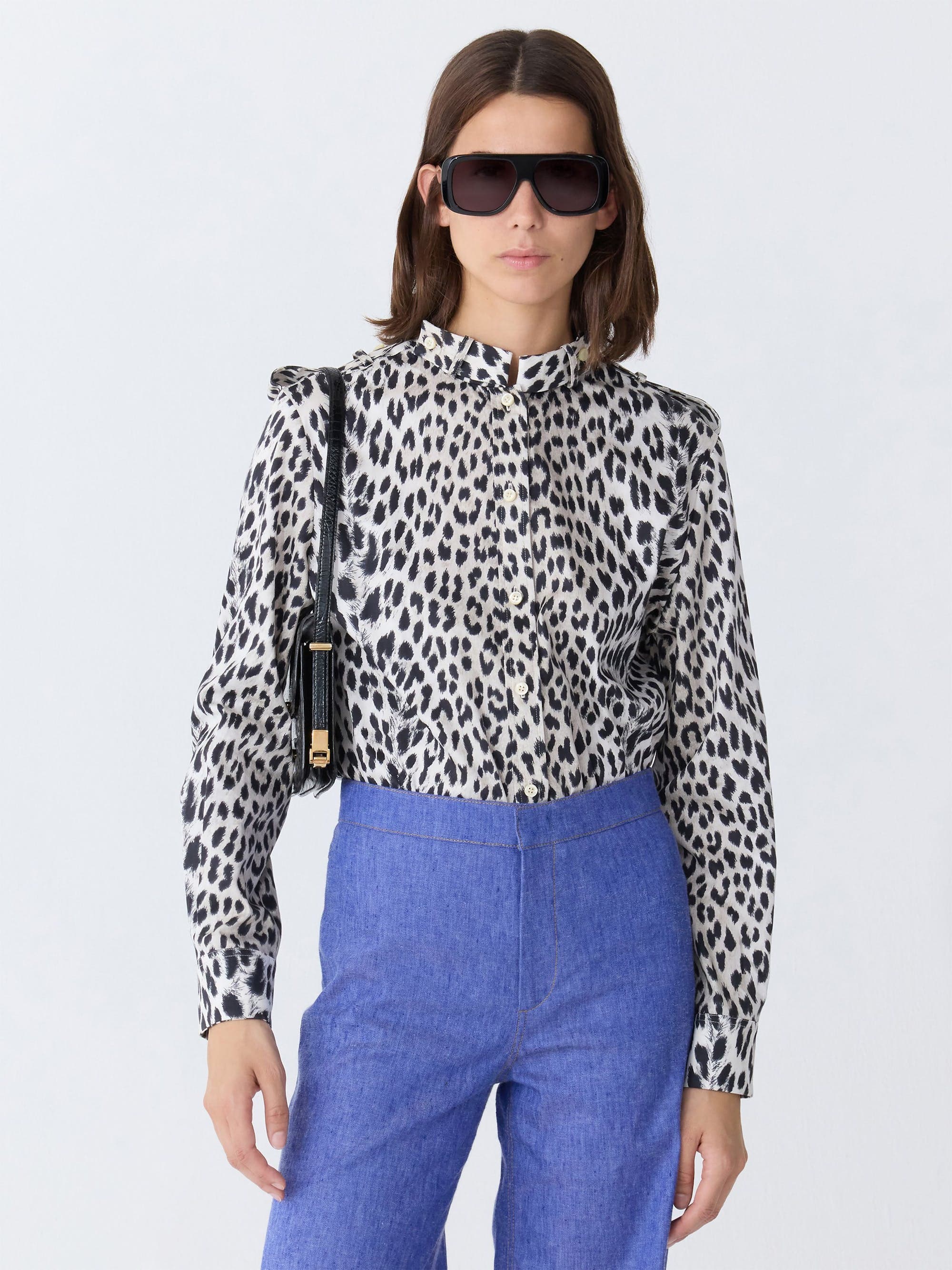 Callas Milano MIKA Band-collar Shirt in Cheetah Print (Women) | Nordstrom