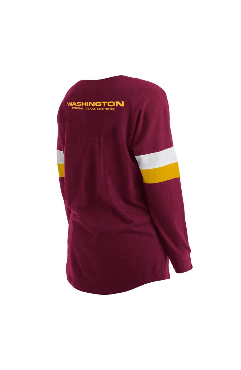 New Era Women's New Era Burgundy Washington Commanders Plus Size Athletic Varsity Lace-Up V-Neck Long Sleeve T-Shirt, Alternate, color, 