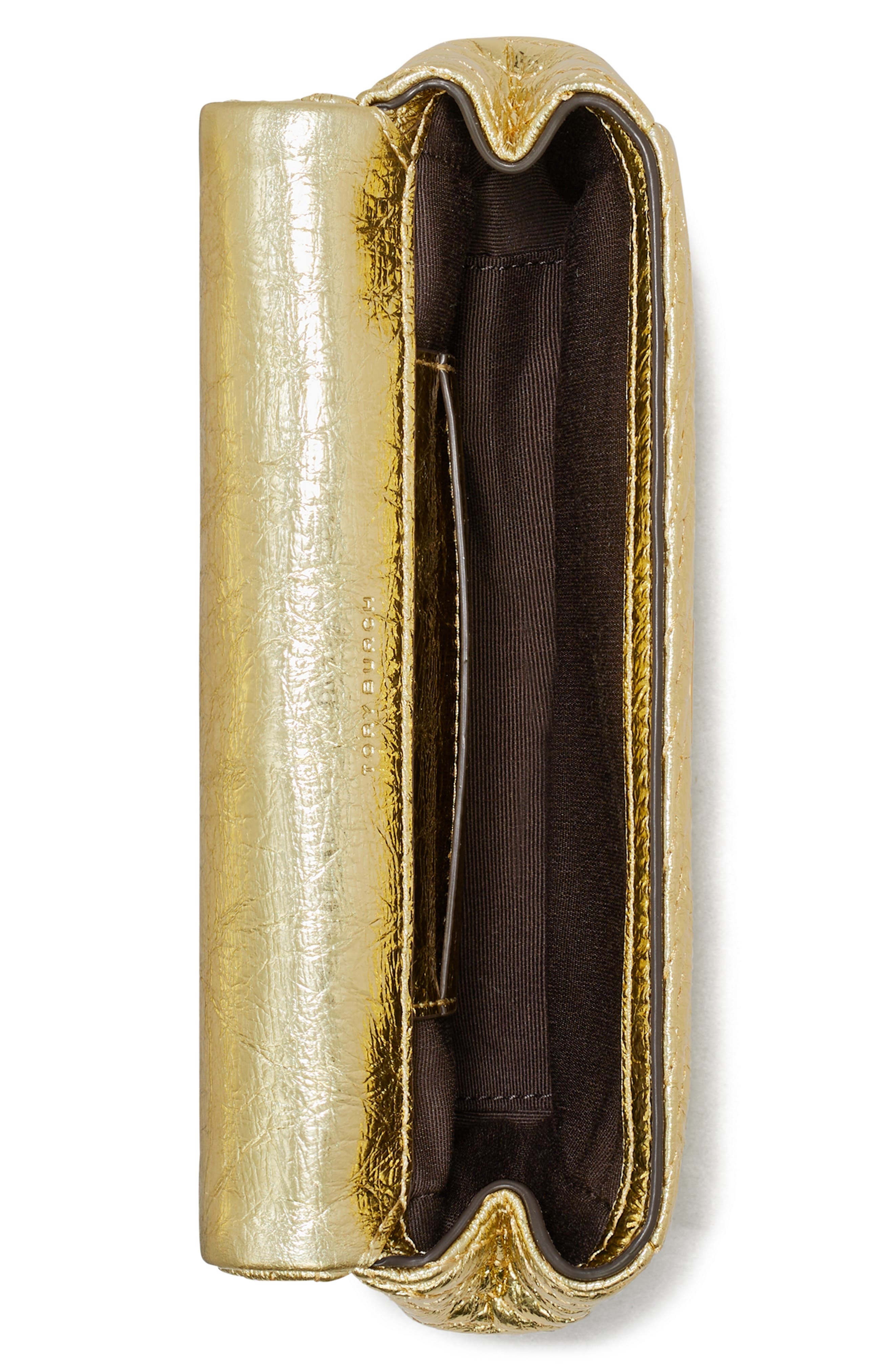 Tory Burch Mini Kira Moto Quilted Metallic Leather Convertible Shoulder Bag, Alternate, color, 